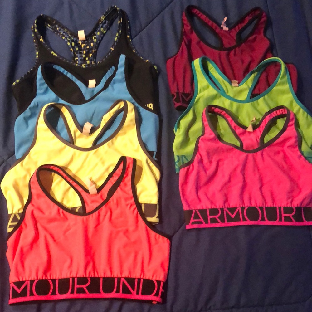 Gently Used Lot of 7 Under Armour Sports Bras - M